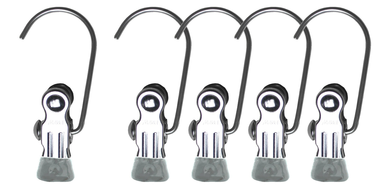 Single Clip on Hook, K-1, Silver (Set of 5)