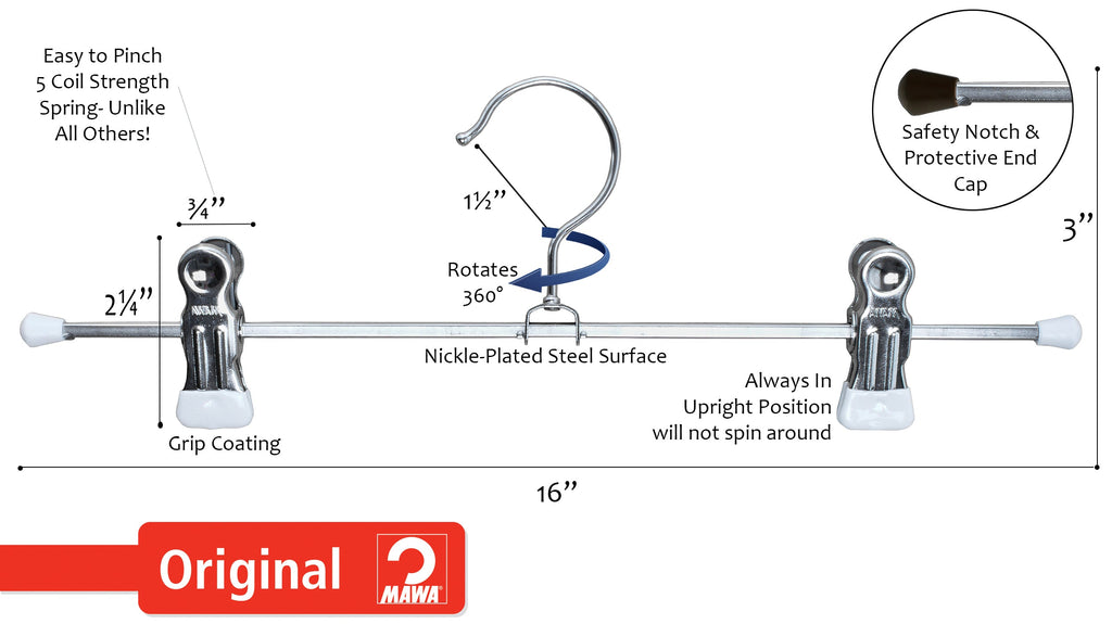 16" Pant Hanger, K-40D, Silver