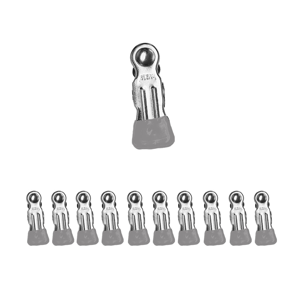 Single Clip, No Hook, Set of 10, Silver