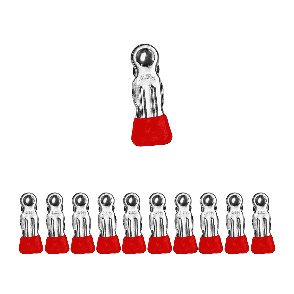 Single Clip, No Hook, Set of 10, Red