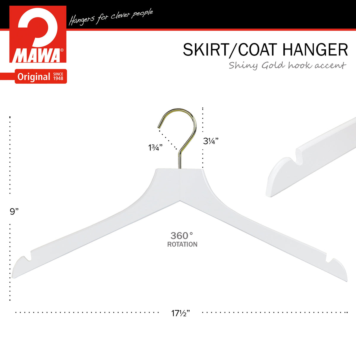 Metropolis Series, Bodyform Shirt with Shoulder Notches Hanger, Profi 45/RE, White, Gold Hook