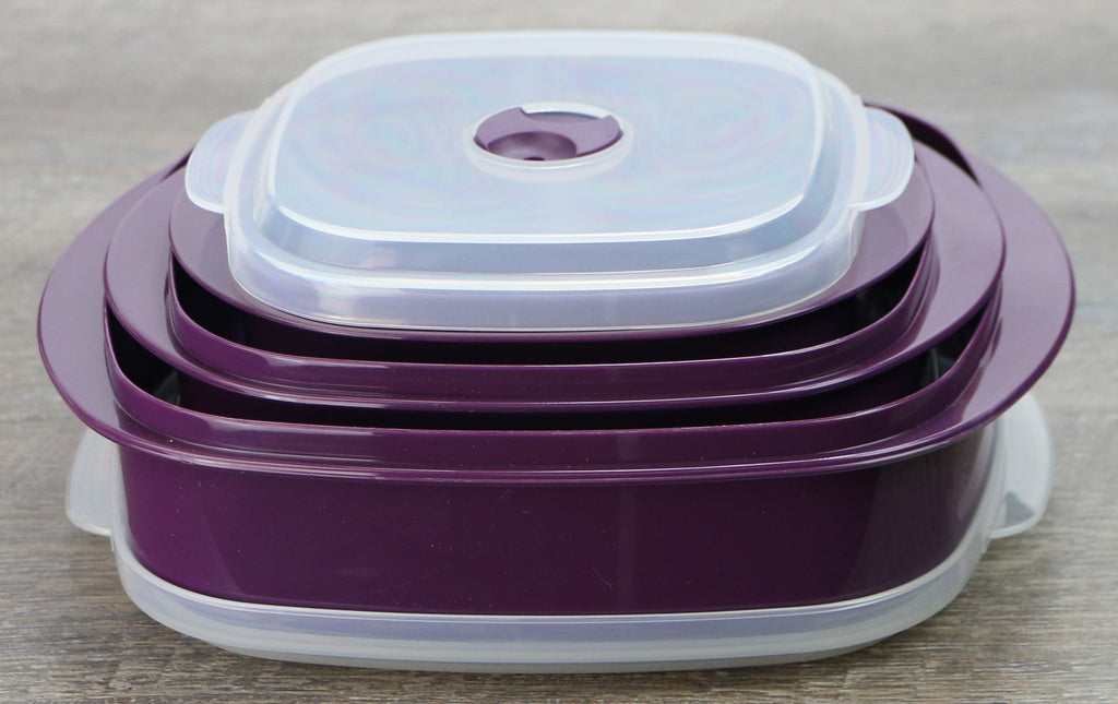 6pc Microwave Cookware & Storage Set, Plum