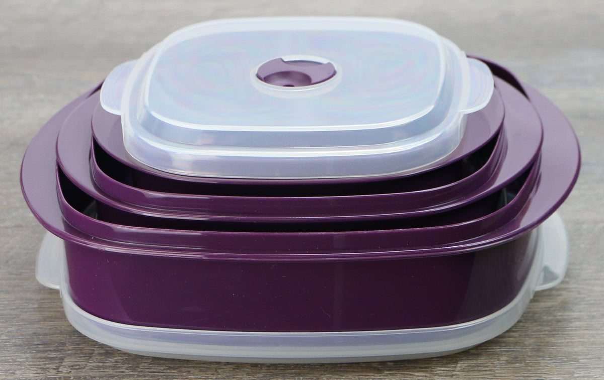 6pc Microwave Cookware & Storage Set, Plum