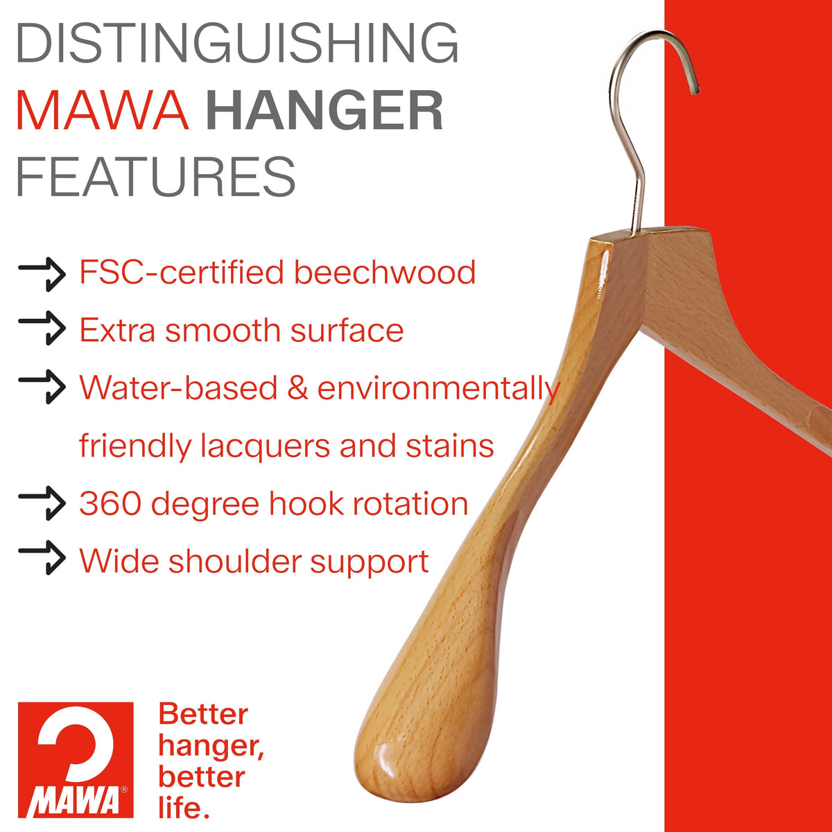 Metropolis Series, Bodyform Shirt Hanger, Wide Shoulder Support, Natural