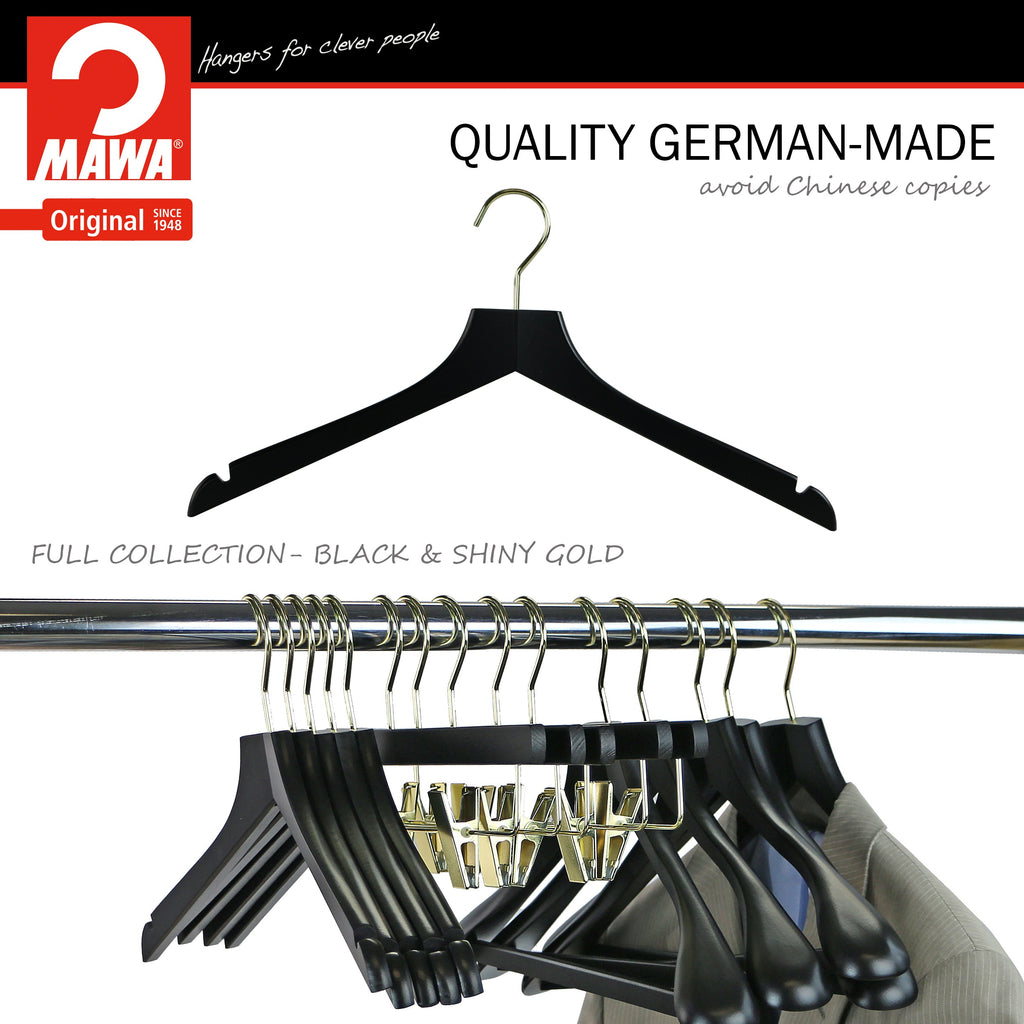 Metropolis Series, Bodyform Shirt with Shoulder Notches Hanger, Profi 45/RE, Black, Gold Hook