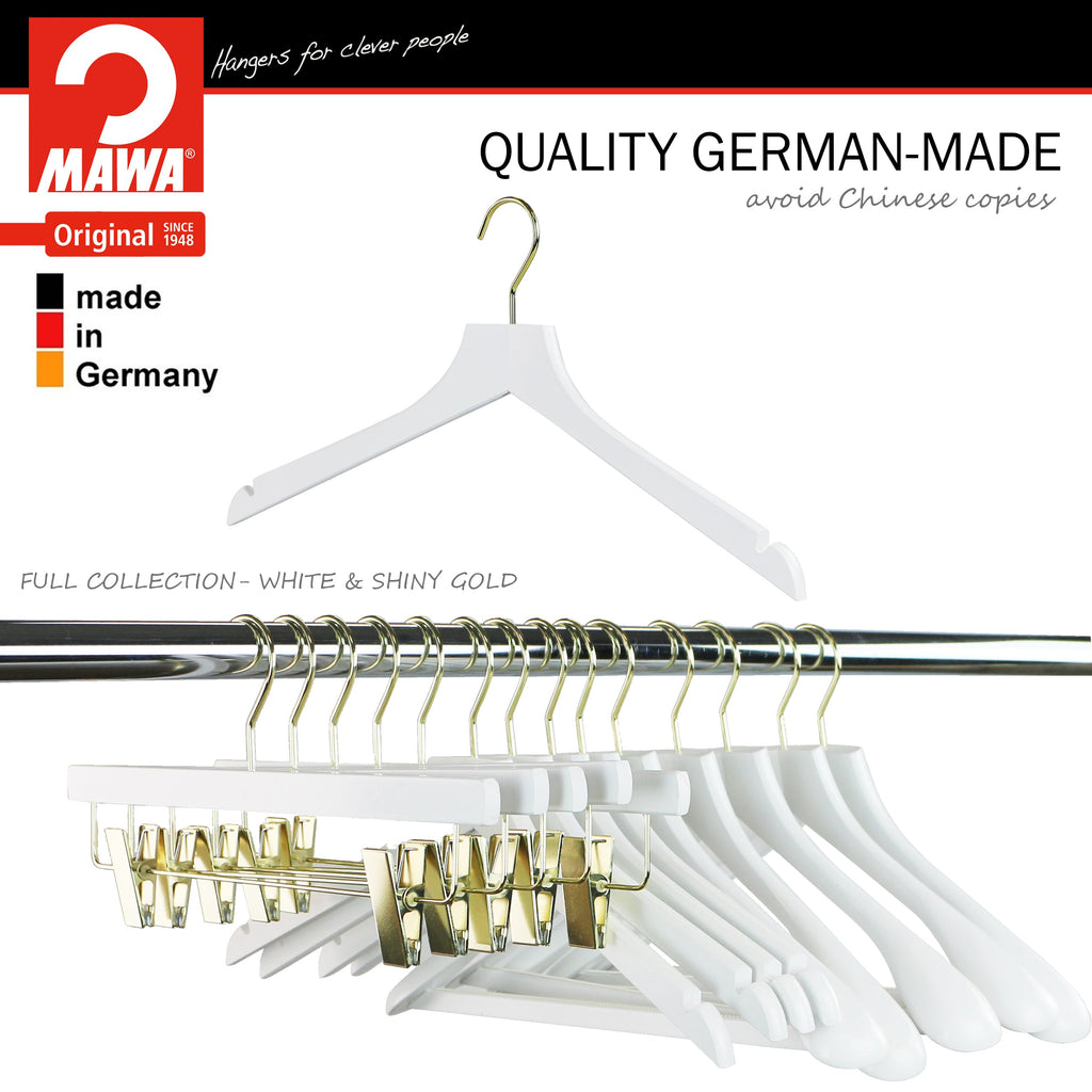 Metropolis Series, Bodyform Shirt with Shoulder Notches Hanger, Profi 45/RE, White, Gold Hook