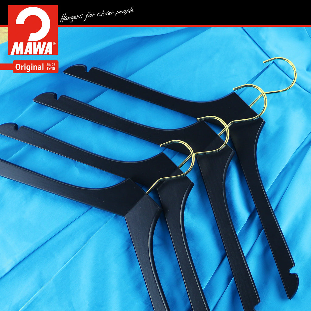 Metropolis Series, Bodyform Shirt with Shoulder Notches Hanger, Profi 45/RE, Black, Gold Hook