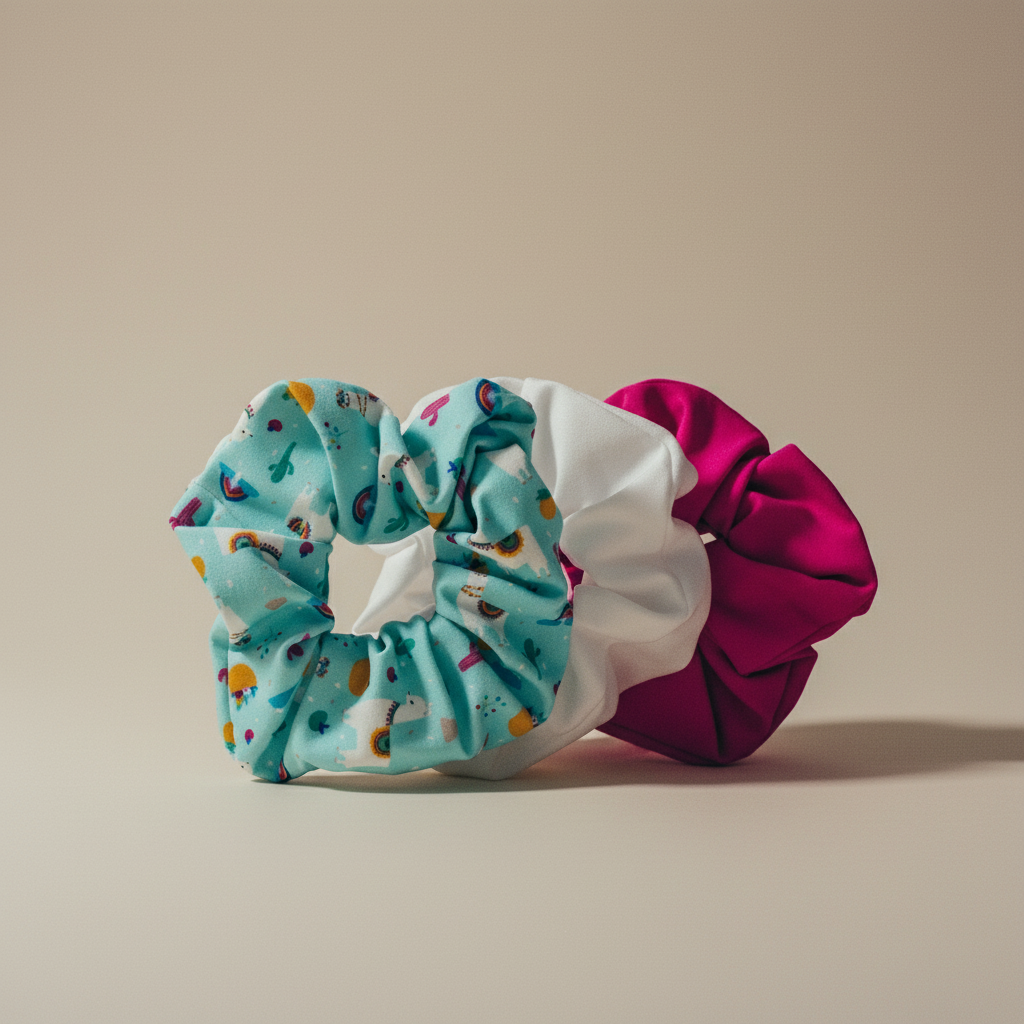 3 Pack Happy Llama Scrunchies | 80s Hair Tie Set