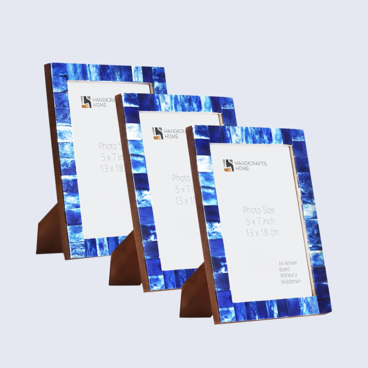 Blue Picture Frame Set of 3 | Classic Collection | Fits 5x7 Photos