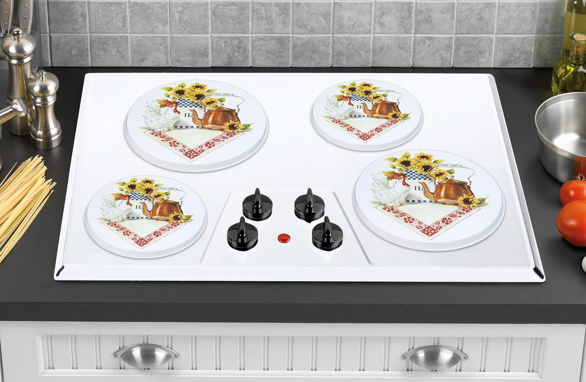 Tin Burner Cover Set, Rooster & Cooper Kettle