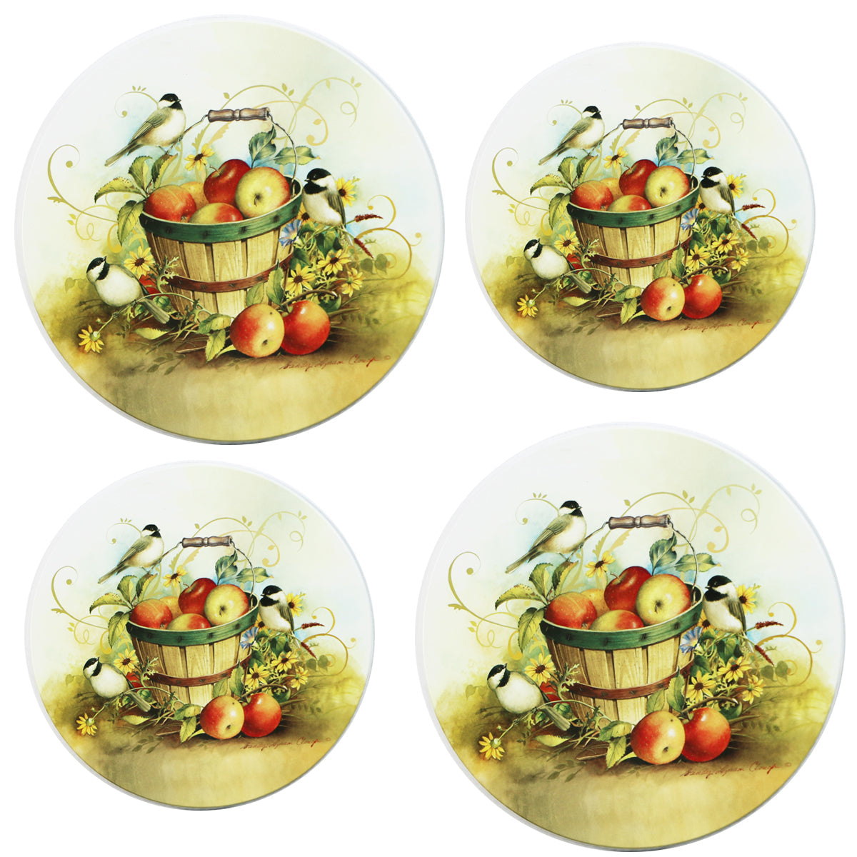 Tin Burner Cover Set, Chickadees