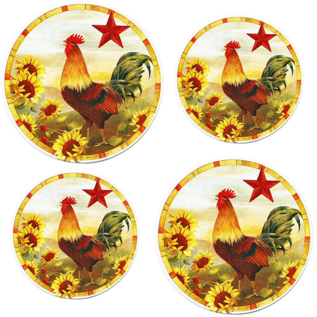 Tin Burner Cover Set, Morning Rooster