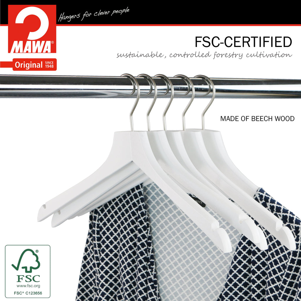 Metropolis Series, Bodyform Shirt with Shoulder Notches Hanger, Profi 45/RE, White, Silver Hook