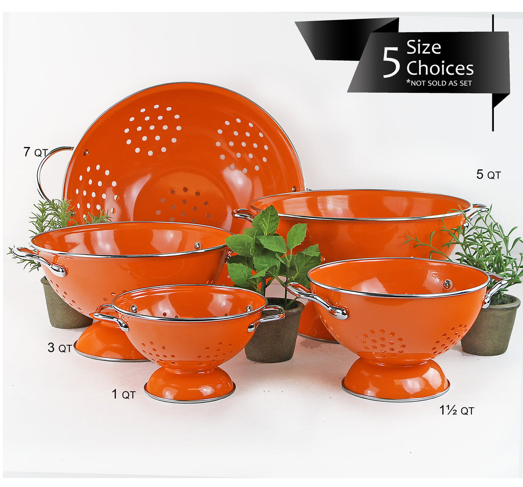Powder Coated Colanders, Various Sizes, Orange