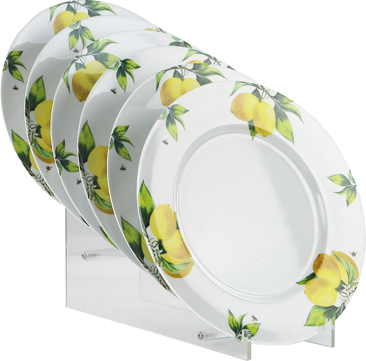 6pc Melamine Dinner Plate Set, Fresh Lemons