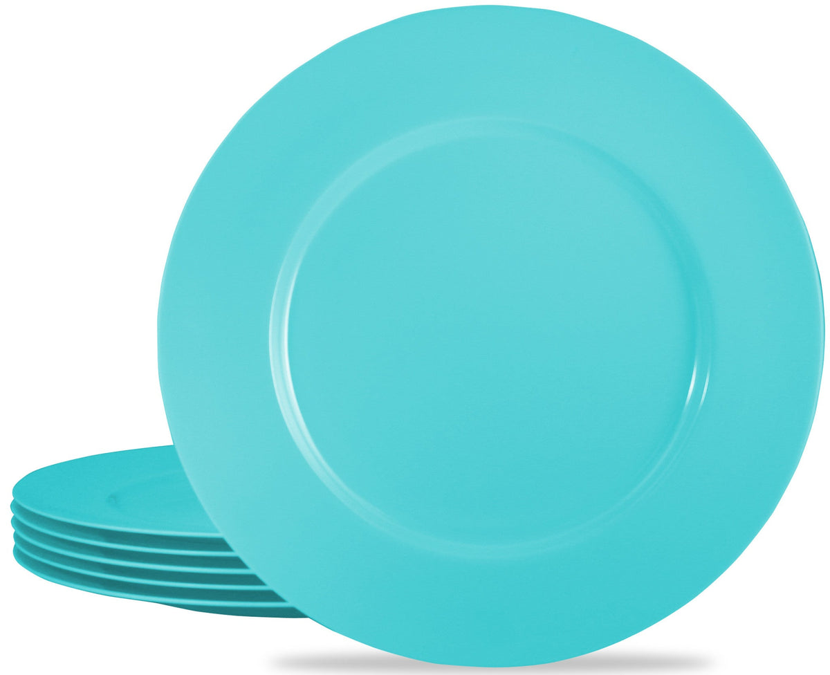6pc Melamine Dinner Plate Set, Turquoise