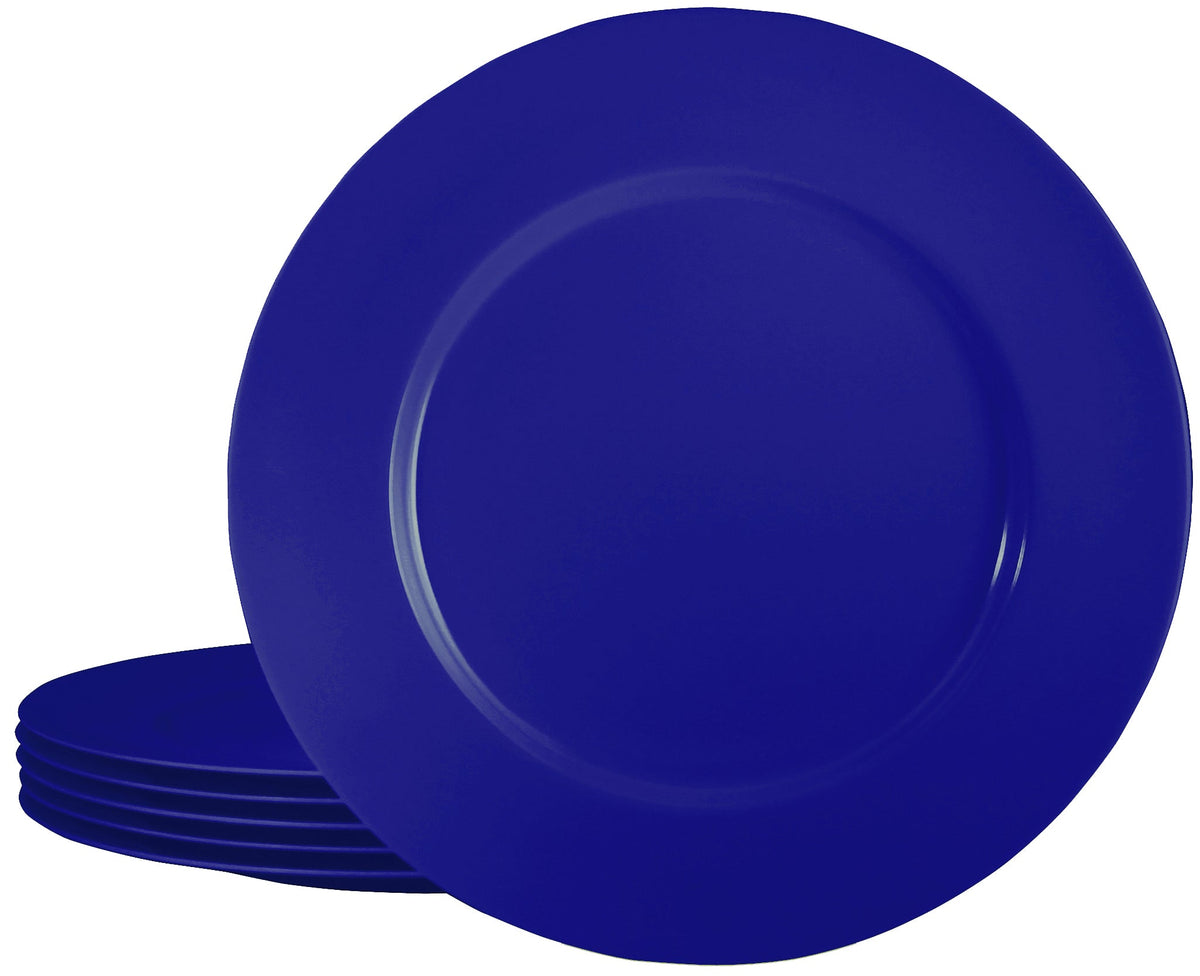 6pc Melamine Dinner Plate Set, Indigo