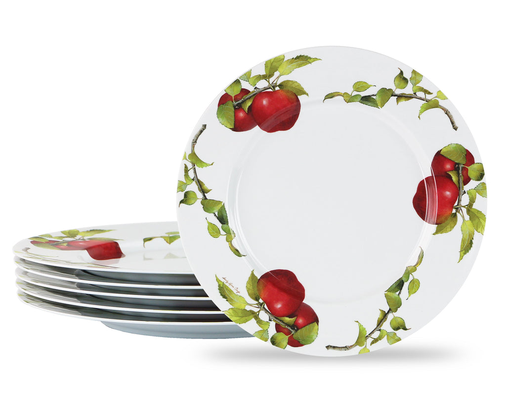 6pc Melamine Dinner Plate Set, Harvest Apples