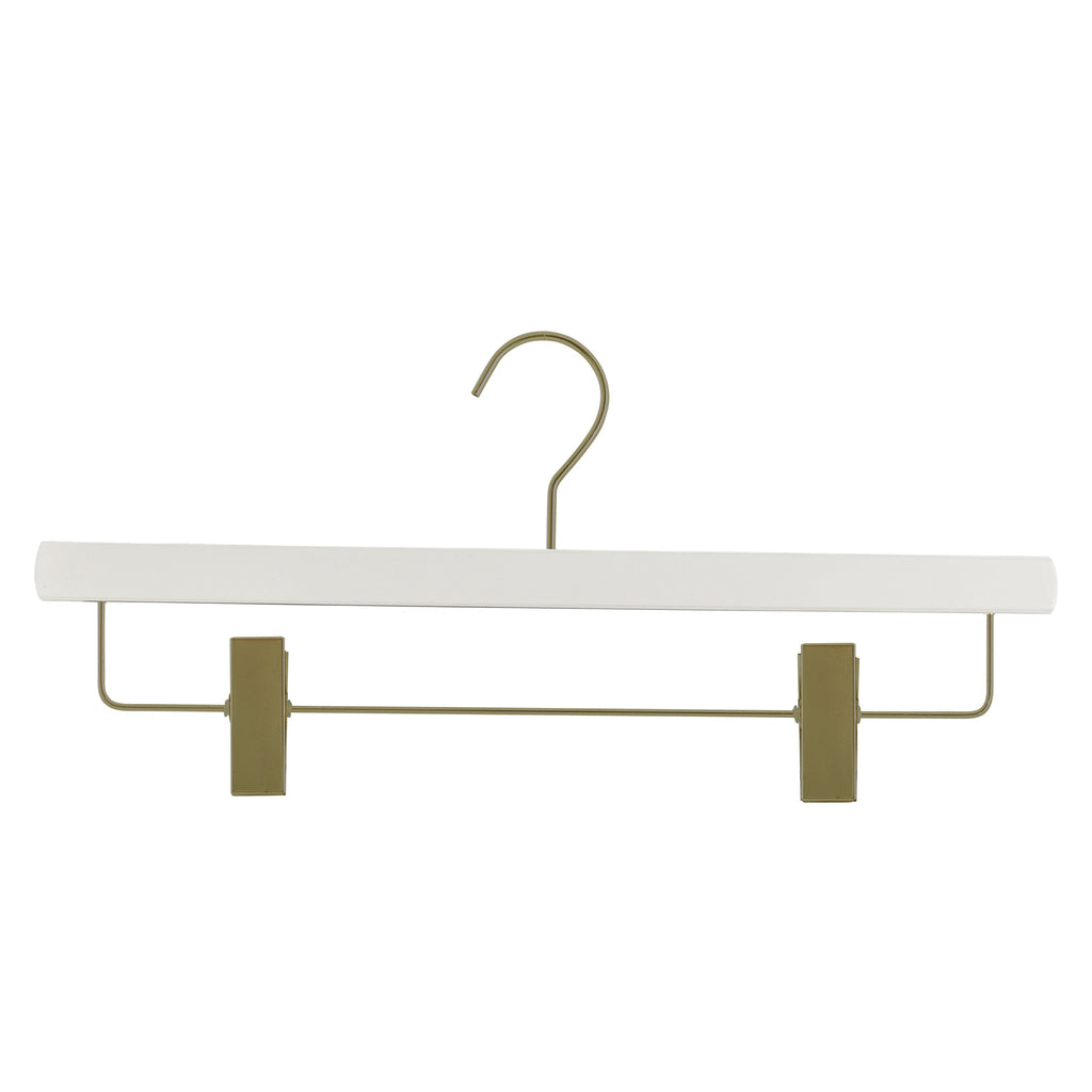 Metropolis Series, Pant & Skirt Hanger with Adjustable Clips, Trend 40D, White, Gold Hook
