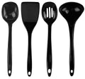 Calypso Basics BPA-Free Melamine Kitchen 4-Piece Food Grade Plastic Utensil Set with Spoon, Spatula, Ladle, Slotted Spoon by Reston Lloyd, Black