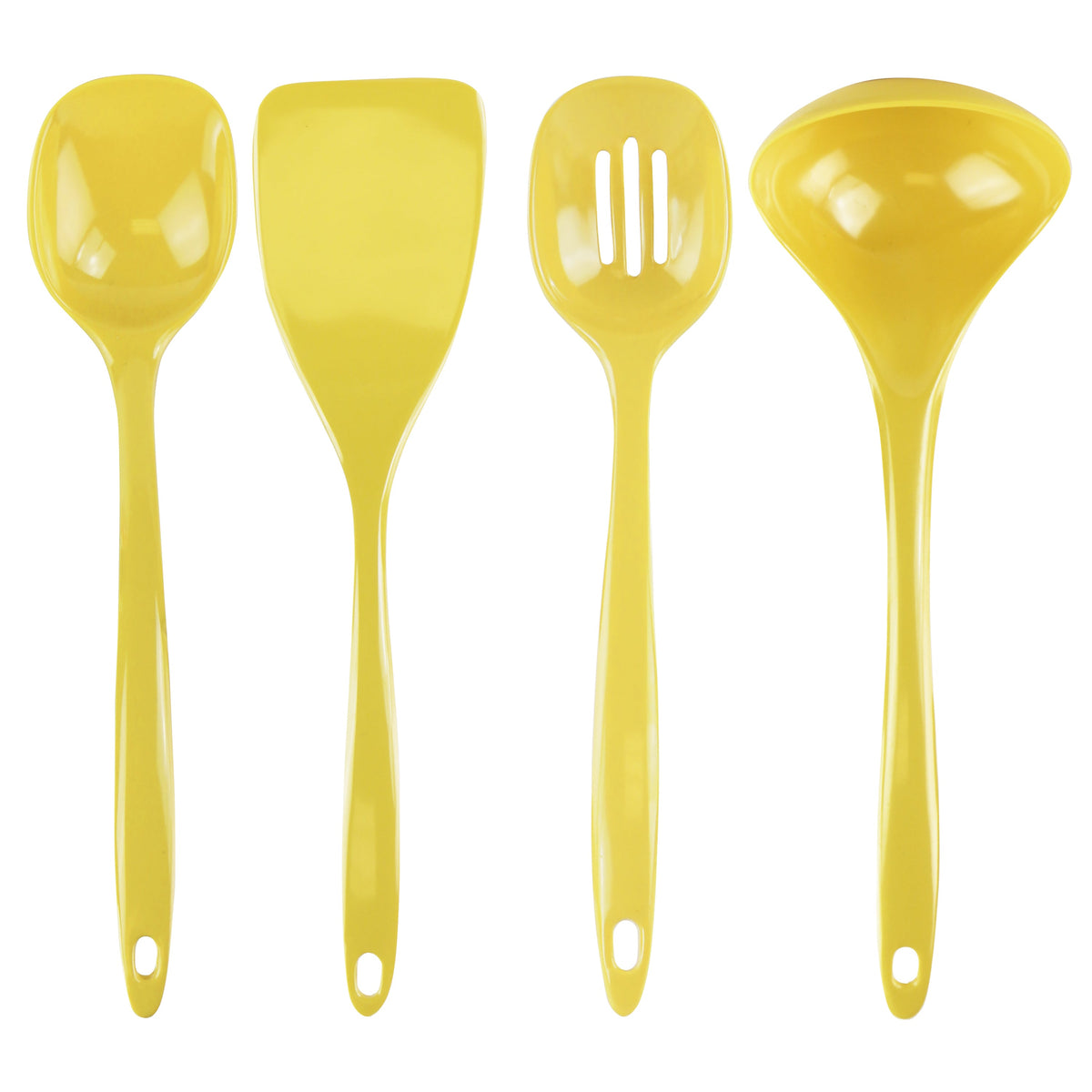 Calypso Basics BPA-Free Melamine Kitchen 4-Piece Food Grade Plastic Utensil Set with Spoon, Spatula, Ladle, Slotted Spoon by Reston Lloyd,  Lemon