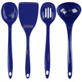 Calypso Basics BPA-Free Melamine Kitchen 4-Piece Food Grade Plastic Utensil Set with Spoon, Spatula, Ladle, Slotted Spoon by Reston Lloyd,  Indigo