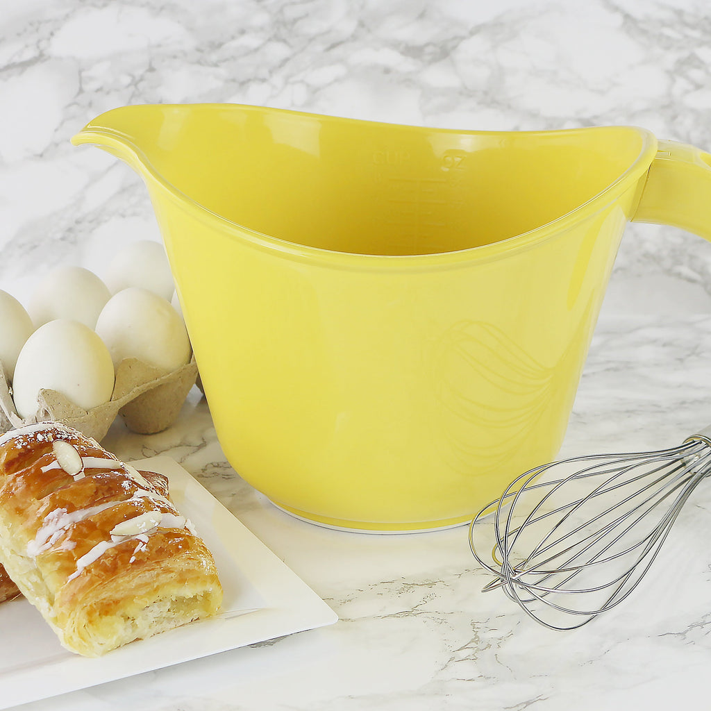 Reston Lloyd Melamine Batter Bowl with Pour Spout and Detachable Handle, Lemon