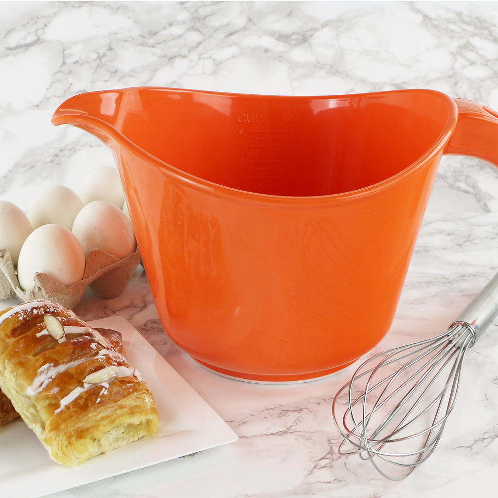 Reston Lloyd Melamine Batter Bowl with Pour Spout and Detachable Handle, Orange