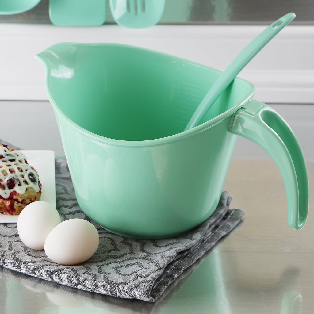 Reston Lloyd Melamine Batter Bowl with Pour Spout and Detachable Handle, Seafoam