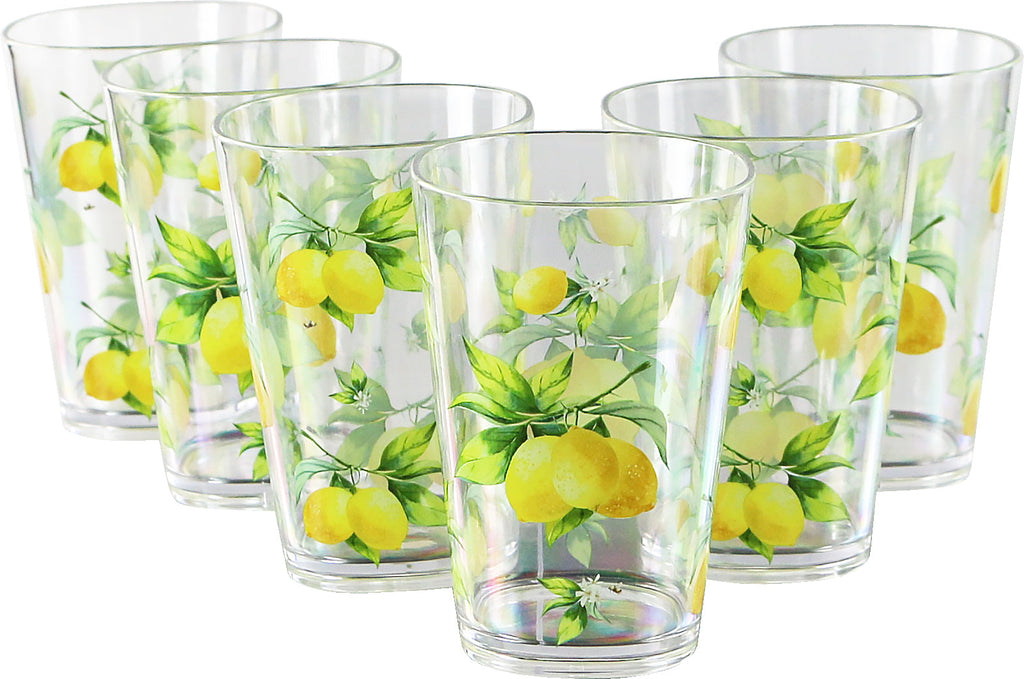Fresh Lemons, Acrylic Drinkware, 8oz Juice Glass, Set of 6