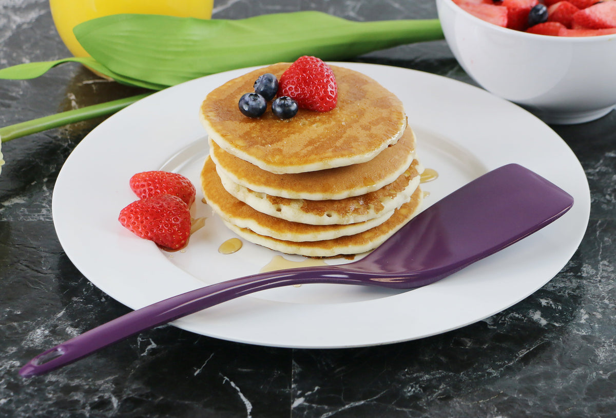Calypso Basics BPA-Free Melamine Kitchen 4-Piece Food Grade Plastic Utensil Set with Spoon, Spatula, Ladle, Slotted Spoon by Reston Lloyd,  Plum