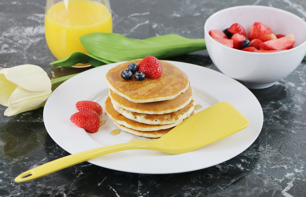 Calypso Basics BPA-Free Melamine Kitchen 4-Piece Food Grade Plastic Utensil Set with Spoon, Spatula, Ladle, Slotted Spoon by Reston Lloyd,  Lemon