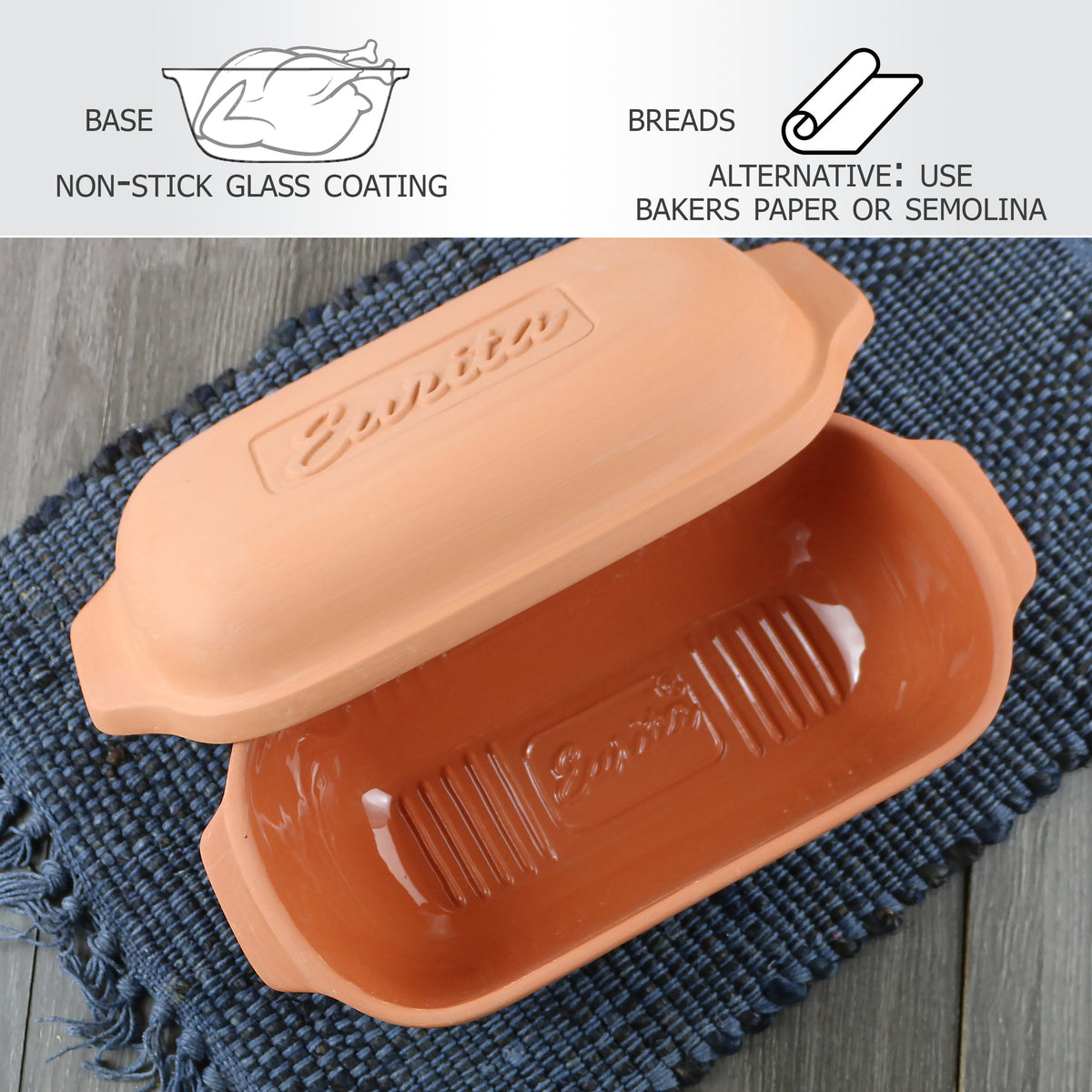 Eurita Clay Loaf Pan with Lid, 2 Quarts