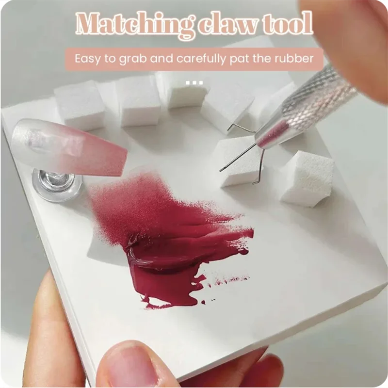 100Pcs Nail Art Sponge with 1 Grab Pen Set Manicure DIY Creative Nail Sponge Gripper Tool Sponge Gradient Nail Art Tools