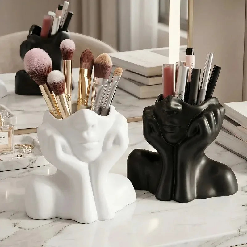 New Face Shape Makeup Brush Holder Human Body Art Styling Office Organizers Multi Makeup Brush Holder Flower Vases Storage Box