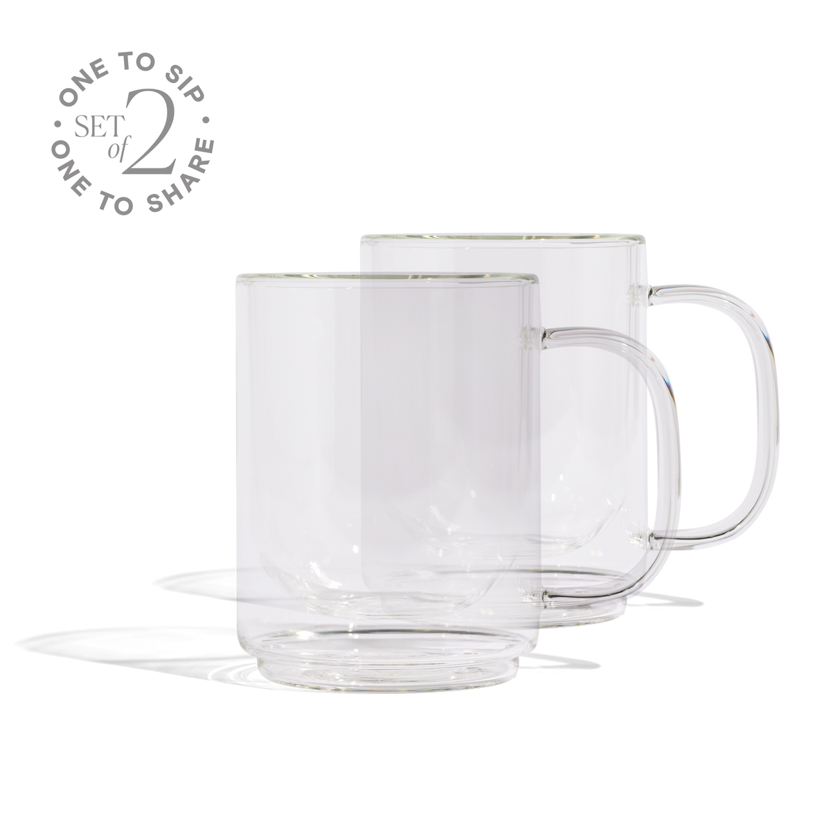 Cove 12oz Glass Mug - Set of 2 - Clear