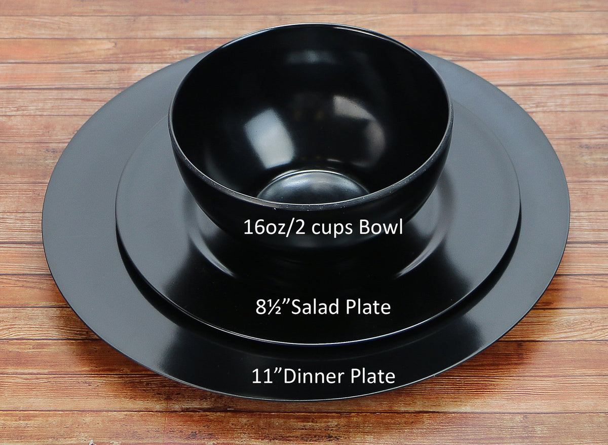 6pc Melamine Dinner Plate Set, Black