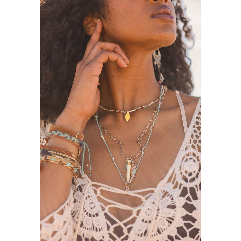 Bohemian Chic Faux Tusk & Horn Necklace 🐘 | Rustic Gold Faux Animal Inspired