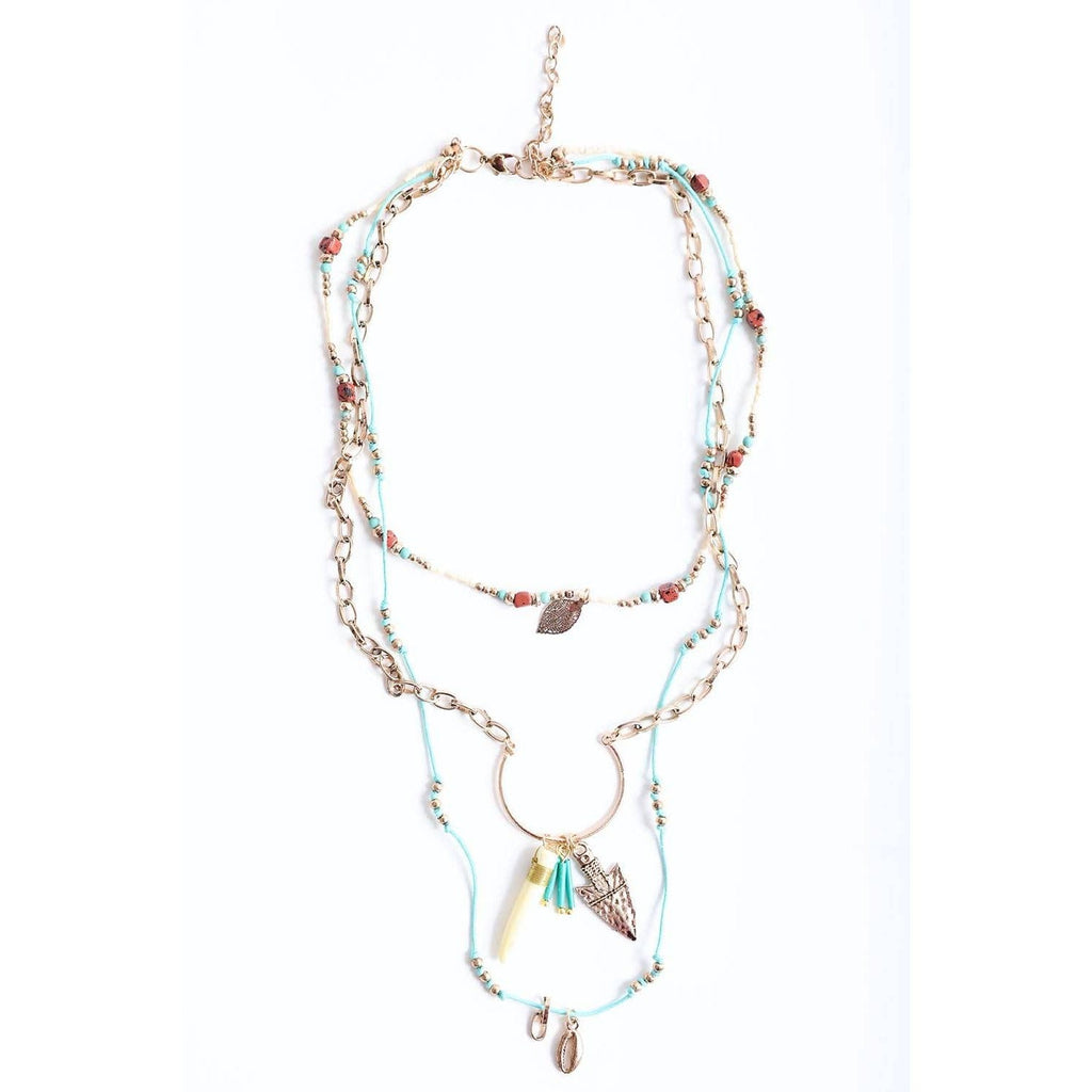 Bohemian Chic Faux Tusk & Horn Necklace 🐘 | Rustic Gold Faux Animal Inspired