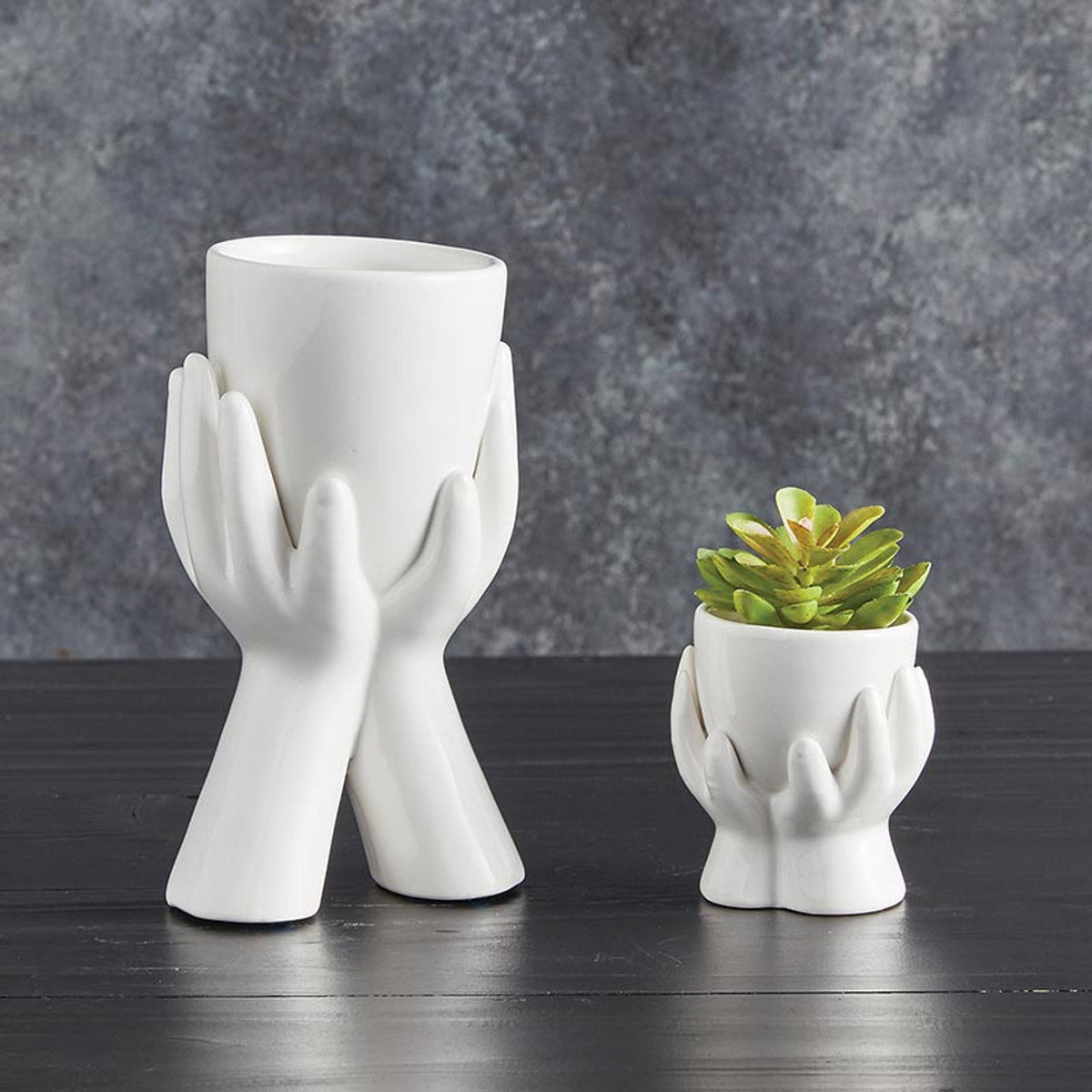 Ceramic Hands Mini Planter | Decorative Mini Aesthetic Plant Pot for Succulents & Flowers