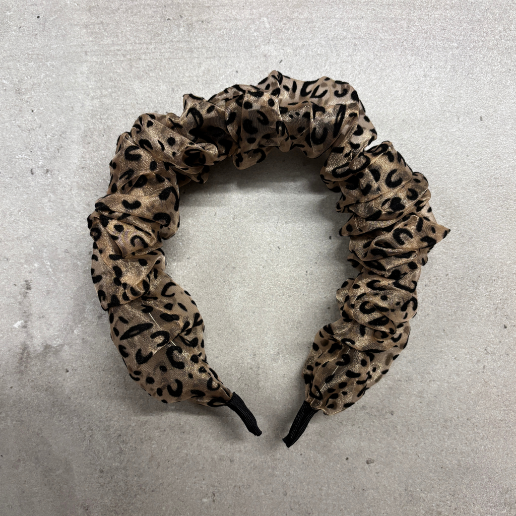 Cheetah Crinkly Chiffon Headband | Poly Satin Animal Print Headpiece Hair Accessory