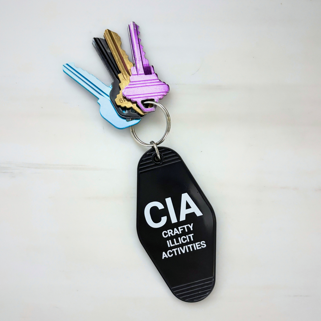 Crafty Illicit Activities Motel Style Keychain in Black
