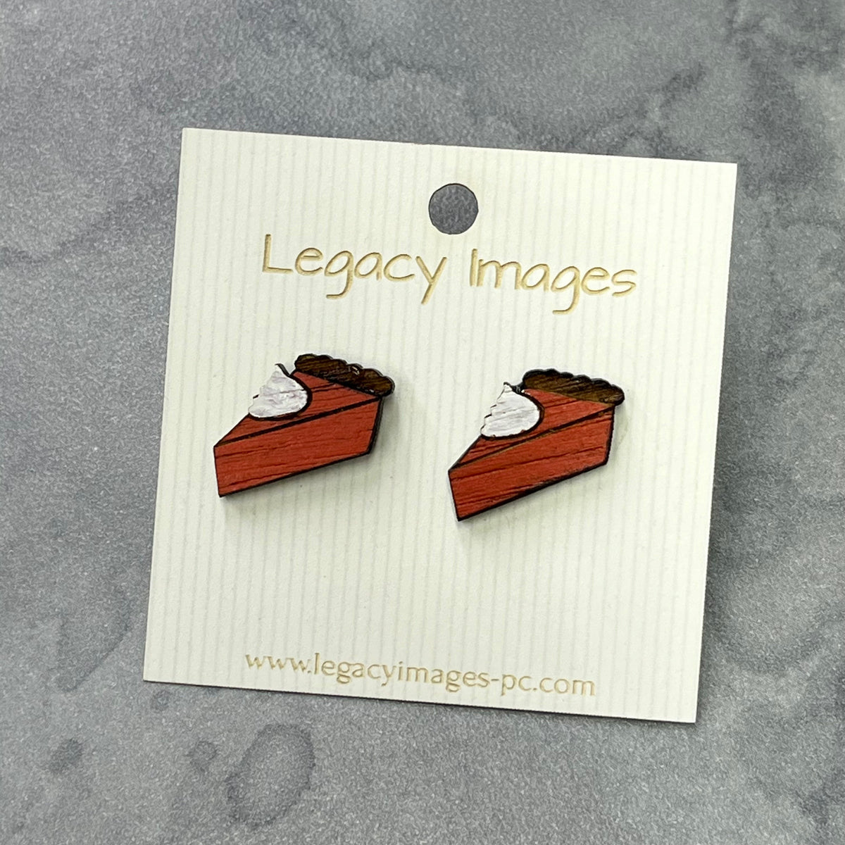 Thanksgiving Turkey & Pie Earrings, Wood Stud Earrings