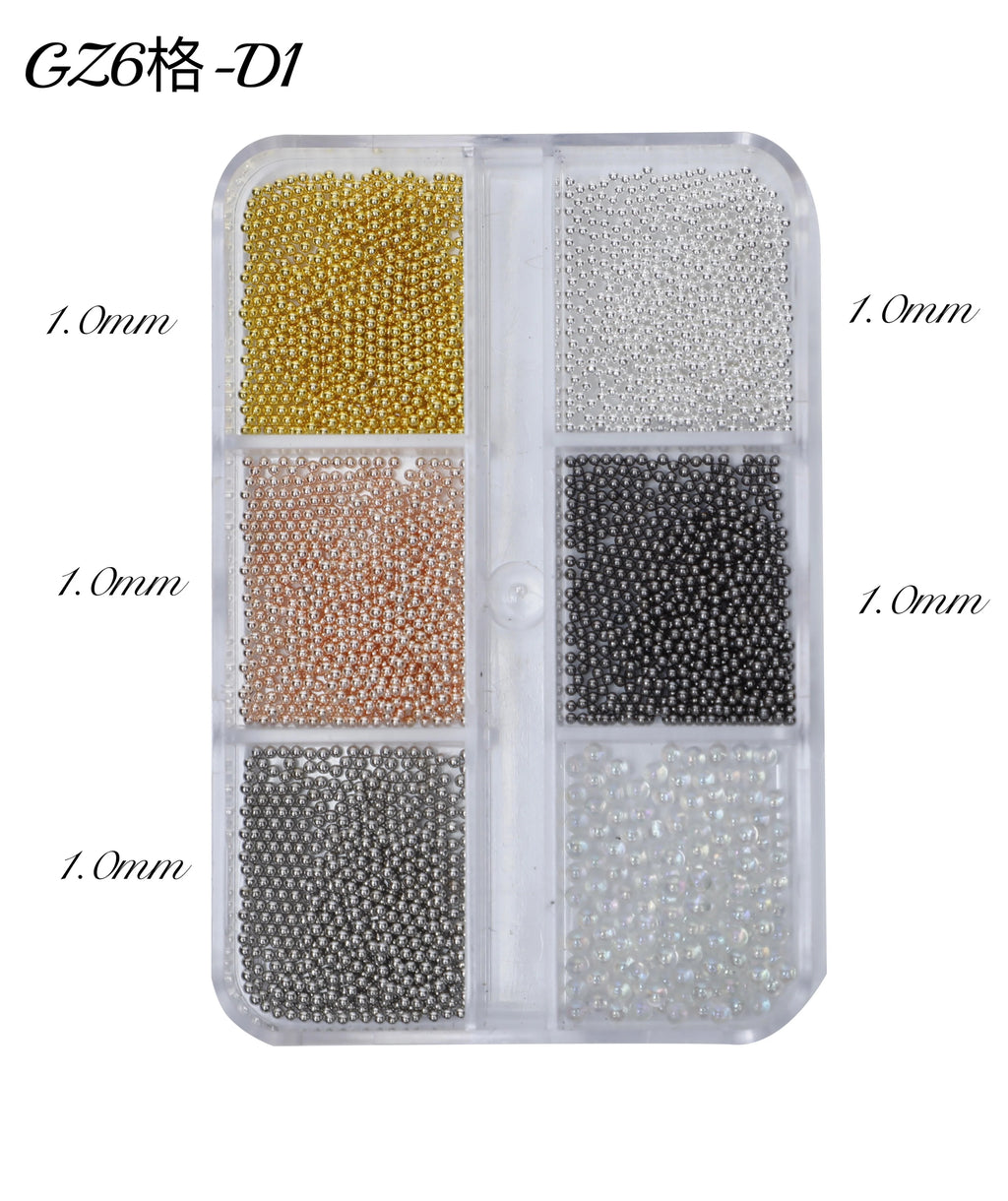 6 Grids 3D Caviar Metal Beads Charms Christmas Nail Decore Accesorios Supplies for Professionals Nail Equipment Manicure NEW HOT