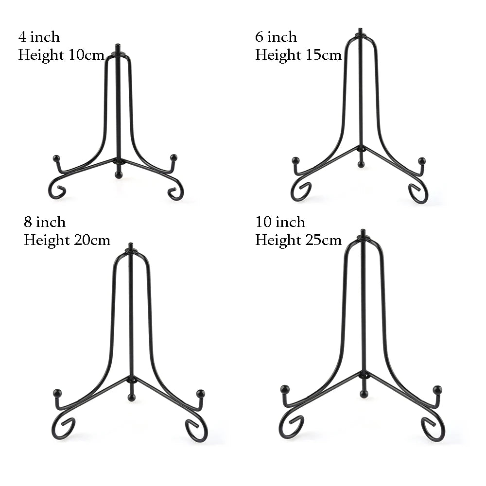 Black Iron Display Stand Craft Bracket Book Holder Photo Pedestal Bowl Dish Frame Picture Plate Rack Easel Storage Decoration