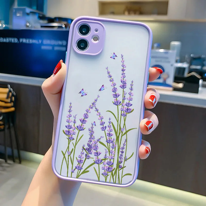 Butterfly Lavender Higan Flower Phone Case For iPhone 17 16 15 12 13 14 11 Pro Max 16 Plus X XR XS Cases Shockproof Back Cover