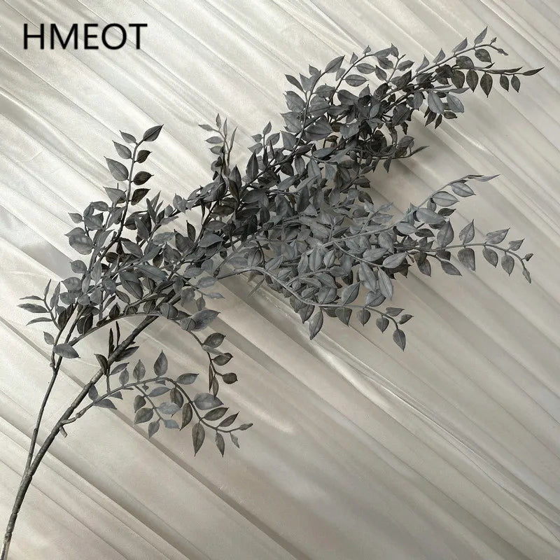 Large 100cm Plastic Golden Sandalwood Leaf Artificial Plants Potted Eucalyptus Wedding Garden Home Decor Green Grass Photo Props