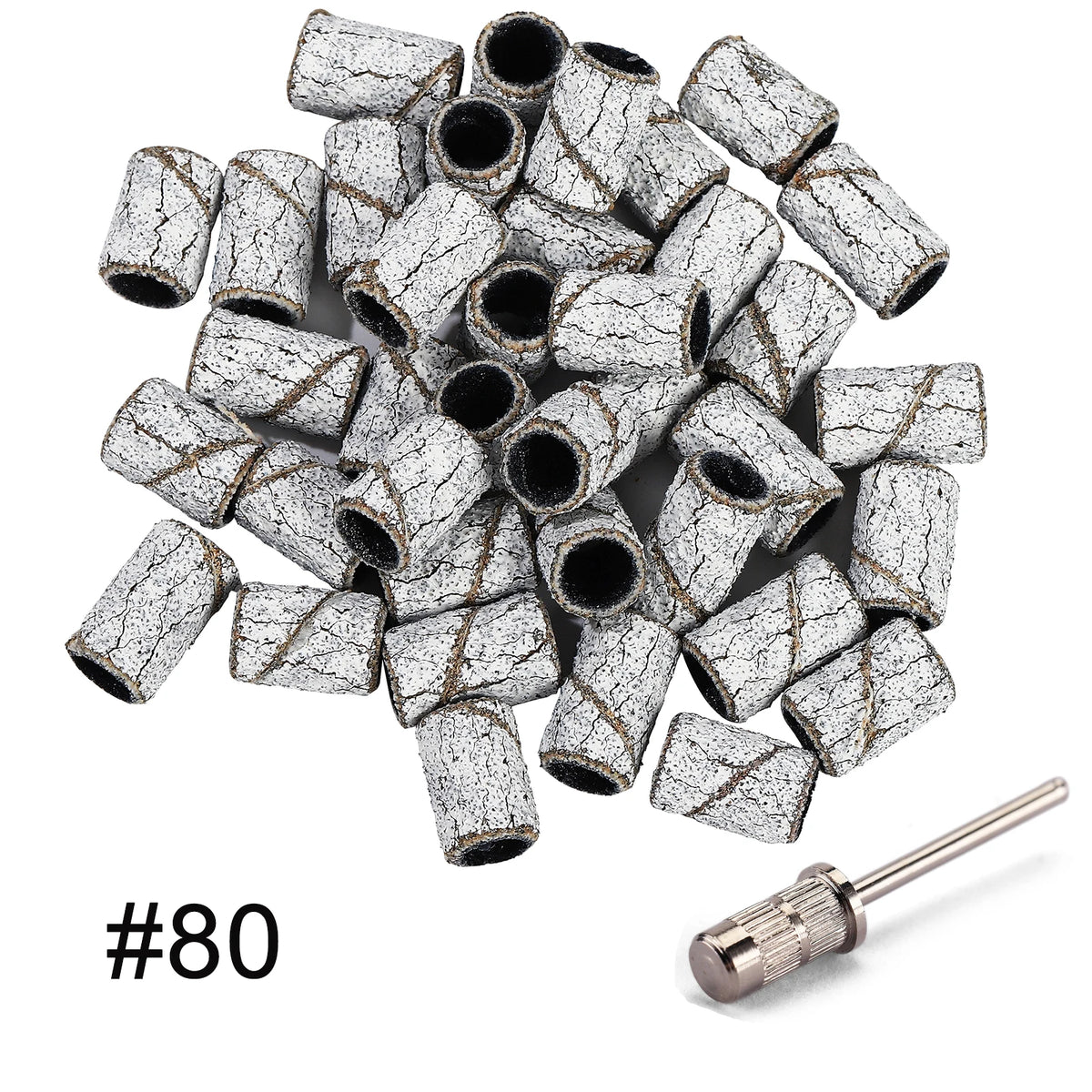 BNG 100pcs Sanding Cap Bands For Electric Manicure Machine 240/180/120/80 Grit Nail Drill Grinding Bit Files Pedicure Tool Set