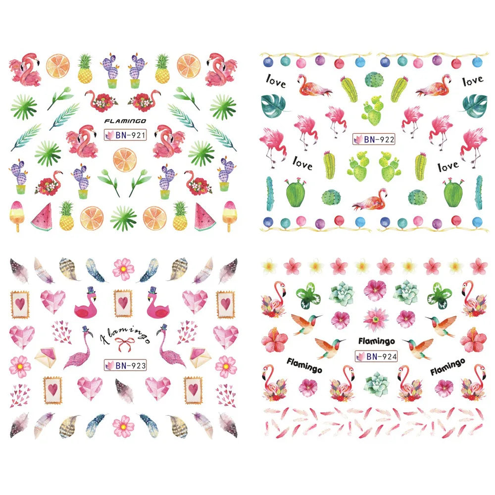 12 Designs Nail Stickers Set Mixed Floral Geometric Sexy Girl Nail Art Water Transfer Decals Tattoos Sliders Manicure