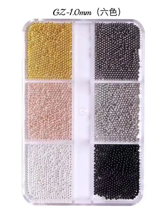 6 Grids 3D Caviar Metal Beads Charms Christmas Nail Decore Accesorios Supplies for Professionals Nail Equipment Manicure NEW HOT